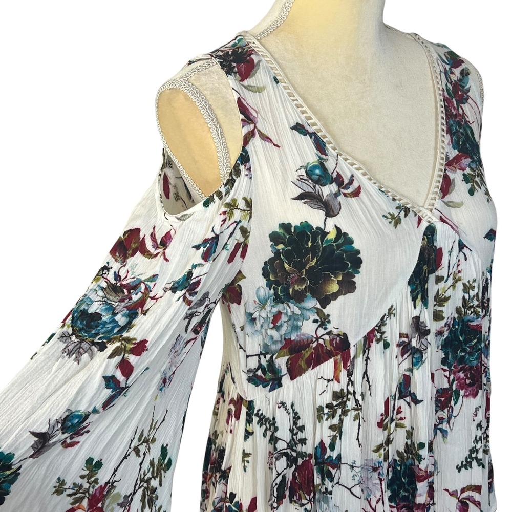 Umgee USA‎ Floral Print Cold Shoulder Long Sleeve Dress - Size M Multicolor - Picture 6 of 11